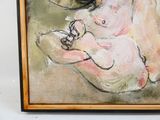 une peinture représentant une femme tenant un bébé dans ses bras