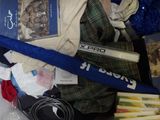 a bag full of items that are sitting on a table