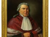 un tableau représentant un homme vêtu d'un manteau rouge à col blanc