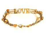 bracelet « Love » couleur or avec des breloques en forme de cœur