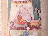 an old book with a picture of a man and a woman on it