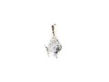 silver plated fish charm with black and white crystals