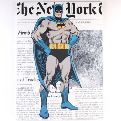 une affiche représentant Batman en une du New York Times