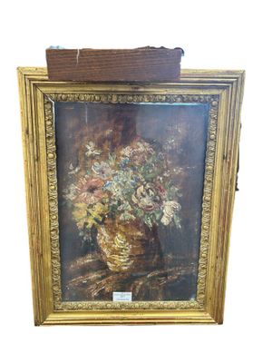 a picture of a painting of flowers in a gold frame