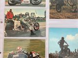 four photos of a man riding a motorcycle on a track