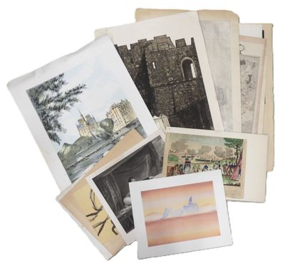 a lot of old postcards on a white surface