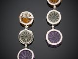a pair of amethorate, amethorate and white gold earrings