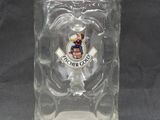 a glass beer mug with a picture of a bear on it
