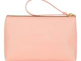 a small pink purse with a zipper on the front