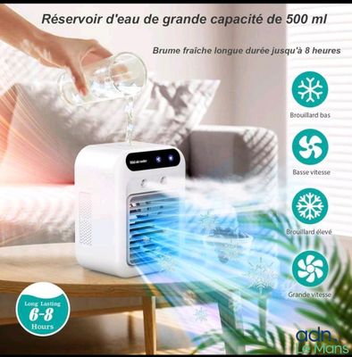 an image of a person pouring water into a small air conditioner