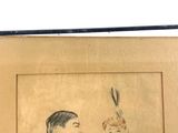 an old picture of a man holding a rabbit in his hand