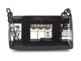chanel black patent clutch bag with chain strap