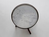 an image of a white marble table top with a metal stand