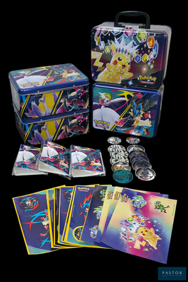 une boîte de cartes Pokémon et un étui de pièces