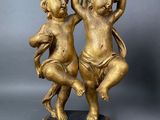 pair of antique french bronze cherenshes on marble base