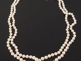 two strand pearl necklace with silver clasp