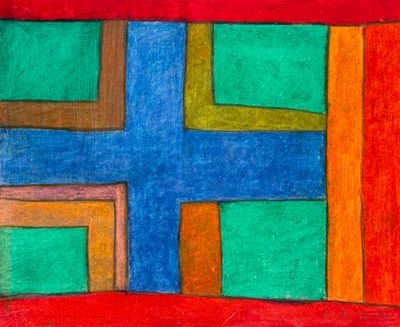 une image représentant un dessin d'une croix sur un fond rouge