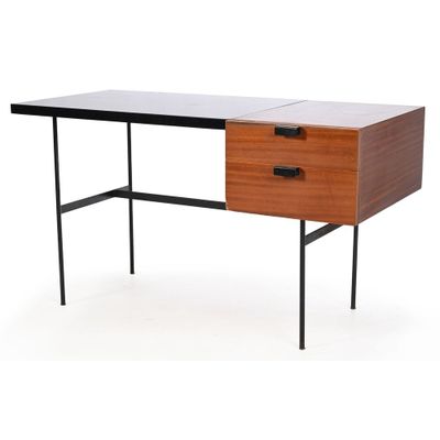 an image of a desk with two drawers and a metal frame
