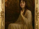 an image of a painting of a woman in a white dress