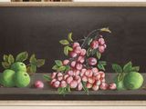 un tableau représentant un panier de fruits posé sur une table