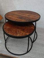 Lot de 2 tables basses gigognes LARS en bois exotique de mag… (photo 3)