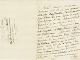 une vieille lettre manuscrite comportant une écriture manuscrite et une image représentant un cheval