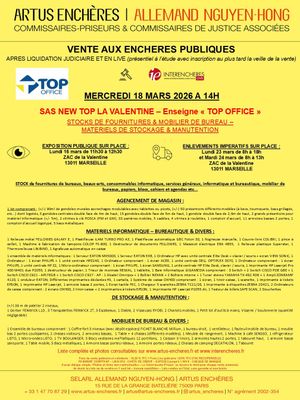 publicité de la vente TOP OFFICE LA VALENTINE