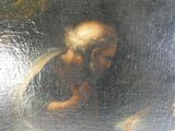 tableau représentant un vieil homme avec une pipe à la bouche