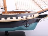 a model of a boat on display on a table