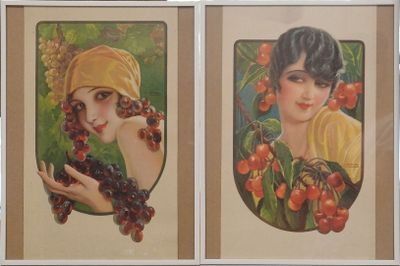 tableau représentant deux femmes tenant des cerises dans leurs mains