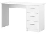 a white desk with three drawers and a drawer underneath it