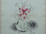 un dessin représentant un vase contenant des fleurs
