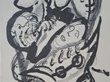 un dessin en noir et blanc d'un groupe de personnes