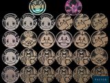 de nombreux boutons représentant différents Pokémon sur fond noir
