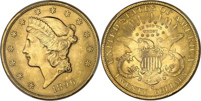 a gold coin with a woman ' s head on it