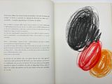 an open book with a drawing of an egg on it
