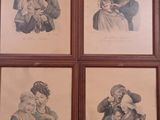 four framed pictures of a woman holding a baby and a man holding a baby