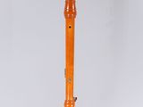 a close up of an orange flute on a white background
