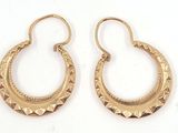 pair of gold tone hoop earrings on a white background