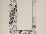 un dessin en noir et blanc représentant un cadre orné de fleurs
