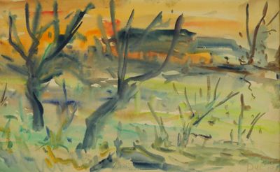 Roland DUBUC (1924-1998). Paysage. Aquarelle sur papier. Sig…