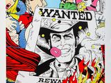 une image d'une affiche représentant un homme coiffé d'un chapeau de cow-boy et tenant une pancarte sur laquelle on peut lire « recherché »