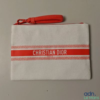 Pochette en toile Christian Dior à rayures rouges