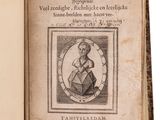 an old book with a picture of a woman sitting on top of it