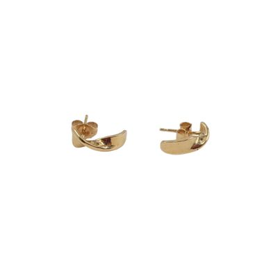 a pair of gold plated earrings on a white background