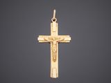 14k yellow gold crucif cross pendant