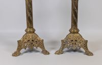 Paire de piques cierges en laiton doré type "colonne" à pièt… (photo 2)