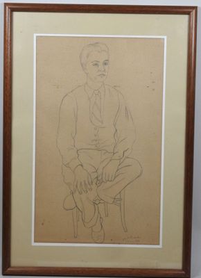 an image of a drawing of a man sitting on a chair