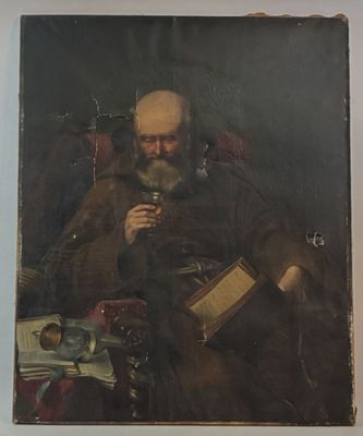 portrait d'un vieil homme tenant une pipe à la main