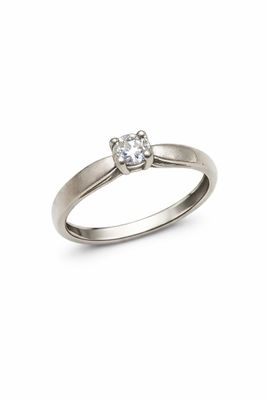 Bague en or gris 750 °/°° (18K) ornée d'un diamant 0,10 ct